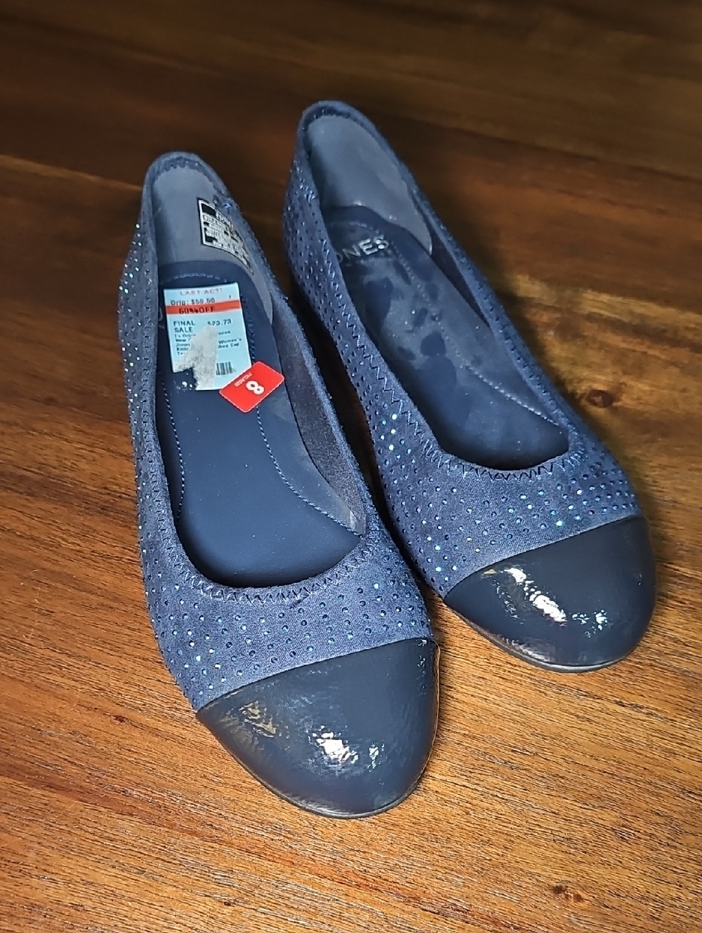 Jones New York Ambree Navy Ballet Flat with Iridescent Sequin Accents M18
